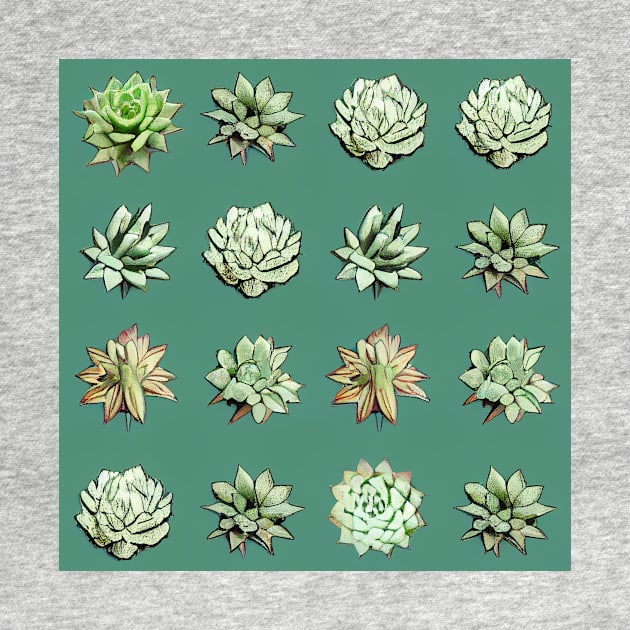 Succulents grid repeating pattern by StoneyPhenix